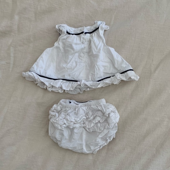 Janie and Jack white with navy top and bloomer set - Picture 3 of 4